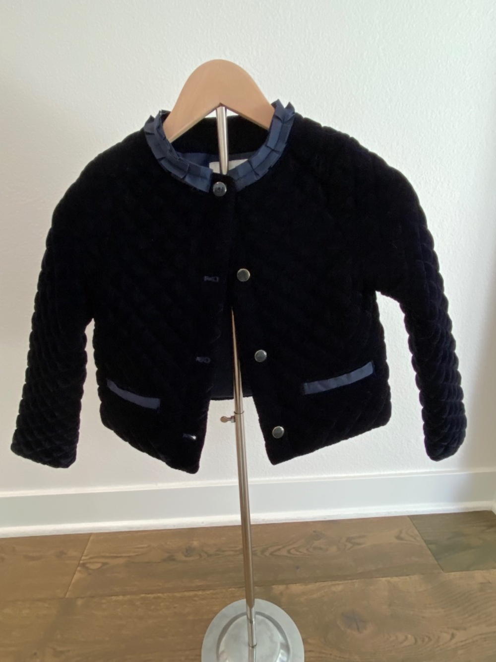 Janie and Jack Navy Blue Velvet Coat - EUC